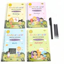 4 Copybooks + 1 Pen + 5 Refills + 1 Pen Grip Holder, Latest Copybooks, Magic Learning Notebook, Magical Word Book, Educational Workbook, Love Learning, Back To School - A - View 9