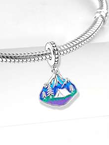 1pc Fashion Shiny Travel Around The World Pendant Beads, Suitable For Women's Bracelet, Bangle DIY Jewelry Making And Daily Outfit Matching Accessories, Suitable For Girls To Wear - Silver - View 7