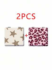 Millennium Y2K Series Foldable Lightweight Ultra-Thin Portable PU Leather Small Mirror, Suitable For All People And Multiple Occasions, Classic INS Style With Unique Leopard Print, Star, Lip Print, And Bow Design, Exquisite And Delicate, Convenient To Hold, 180° Flip Cover, Multi-Functional, Daily, Holiday, Birthday, Valentine's Day, Mother's Day, Partner Gift, Easy To Place And Store, Suitable For Various Occasions - Multicolor - View 31