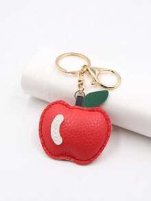 1/2pcs Unisex New PU Leather Apple Keychain, Cute Fruit Pendant, Suitable As Gift For Friends And Family, Minimalist Backpack/Car Key Chain Accessory, With ID Card Holder, Car Accessory Packaging Decoration, Perfect Gift For Mom, Dad, Graduates And Teachers - Multicolor - View 2