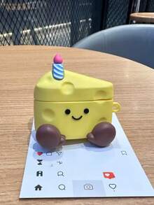 1PC Silicone 3D Birthday Cheese Expression 4/3 Earphone Protective Case Cover 2 Pro 2nd/3rd Generation New Model Compatible With Apple Wireless Bluetooth Soft Shell Girly Cute Funny Cartoon (Earphones Not Included) - Yellow - View 8