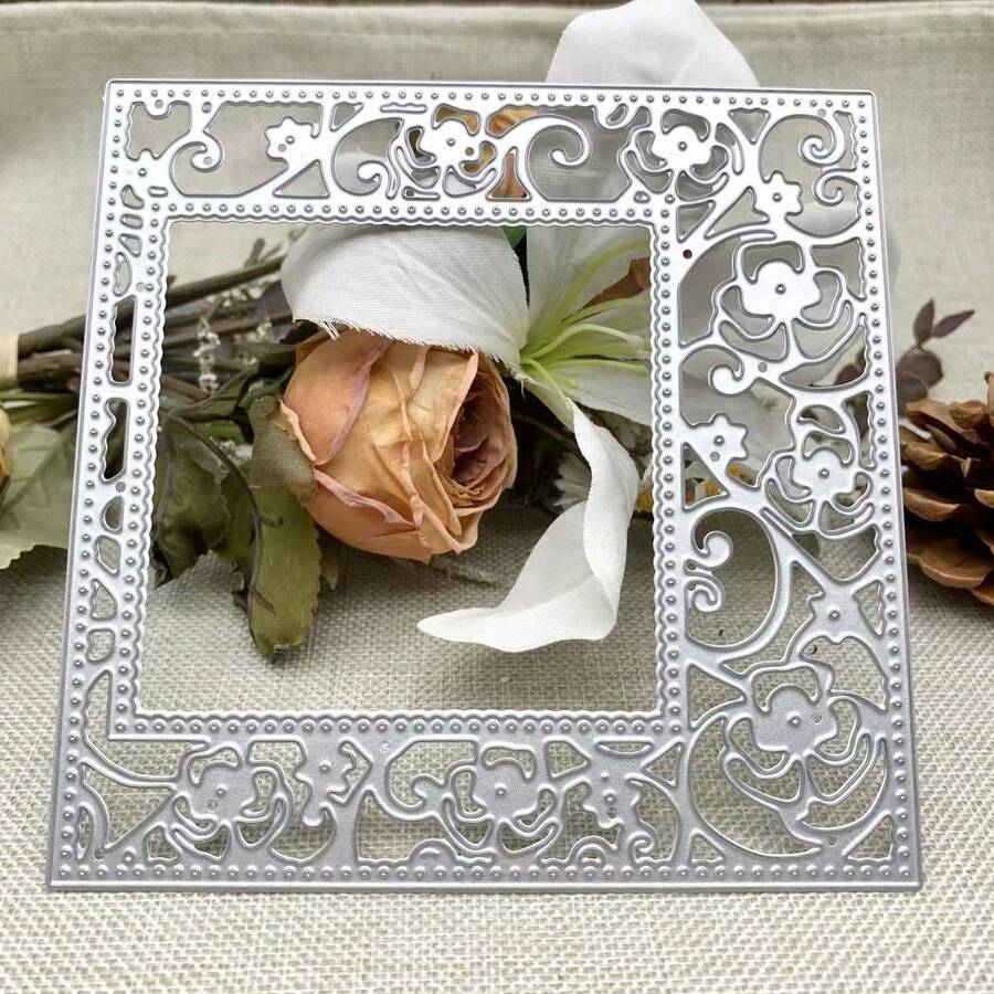Alat Templat Embossing Die-Cut Logam untuk Bingkai Latar Belakang, Scrapbooking DIY, Pembuatan Kartu, dan Dekorasi Album - perak - View 1