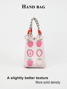 1pc Fresh Fruit Knitted Large Capacity Lightweight Handbag, Suitable For Commuting, School, Travel, Portable Matching With Clothes, All Seasons - Multicolor - View 3