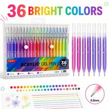12/36 Colors Metallic Glitter Gel Pen Set, Student Planner DIY Painting Pens, Layerable Waterproof 0.8mm Acrylic Marker Pens For Outlining And Highlighting - Sets - View 6