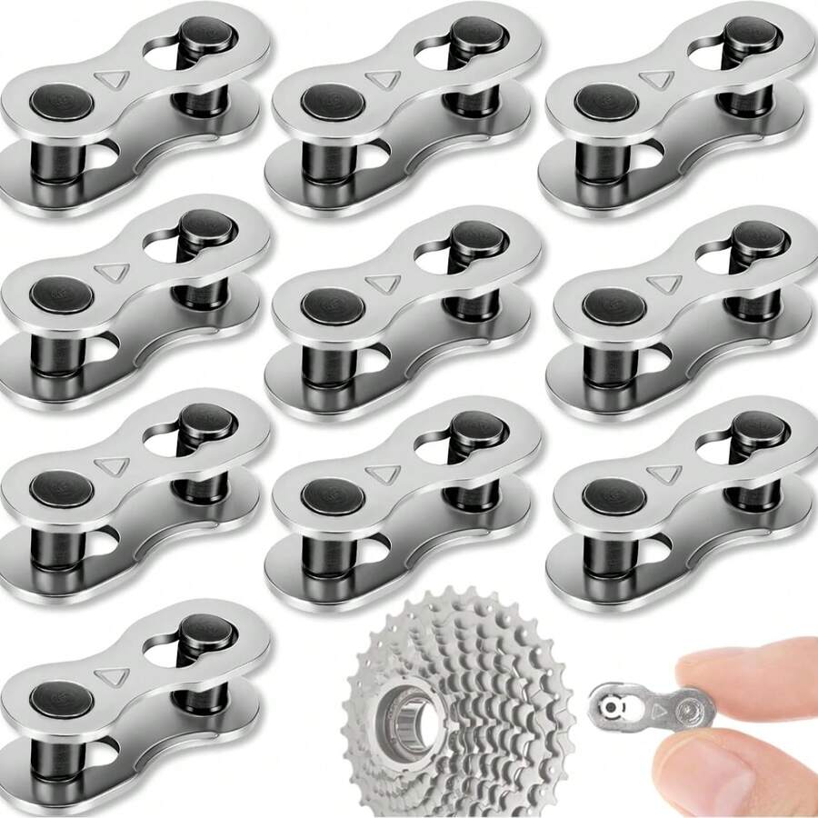 6 Pairs Bicycle Chain Quick Release Buckles, Compatible With 6/7/8/9/10/11/12 Speed Chain Connectors Master Links, Steel Electroplated Silver Mountain Bike Accessories - Multicolor - View 1