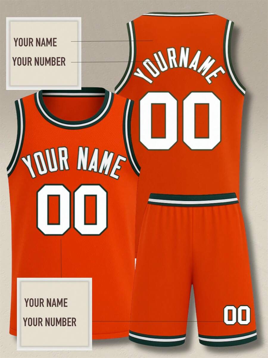 Set Jersey Basket Pria 2 Potong yang Dipersonalisasi - Atasan Tank Top Gradien dengan Cetak Nama dan Nomor yang Dapat Disesuaikan + Celana Pendek untuk Latihan Tim
