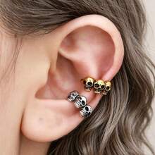 1/2pcs Vintage Gothic Punk Skull Decor Ear Clips, Halloween Witch Style Jewelry, Unisex Gift - Multicolor - View 8