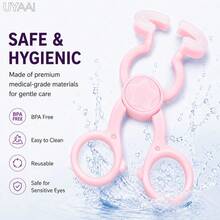 UYAAI 1pc Hot Pink All-In-One Contact Lens Accessory Set, Foldable Soft Silicone Tweezers Insertion & Removal Tool With Mirror Storage Box, Designed For Colored Contact Lenses - Hot Pink - View 2