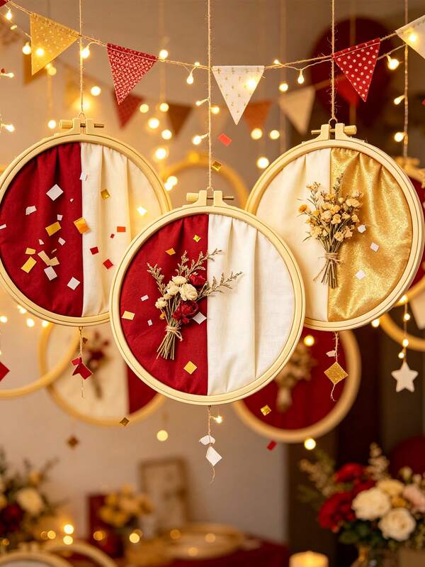 1pc/5pcs/10pcs Round Embroidery Hoops, 20cm Classic Size, For DIY Outdoor/Indoor Decor, Wedding Arrangement, Wall Decor Or Home Decoration, Essential Accessory For Handmade DIY Enthusiasts