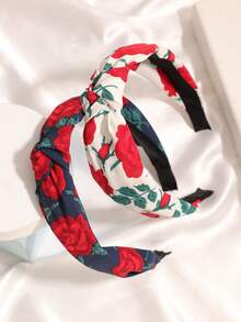 2pcs Vintage Hong Kong Style Rose Twist Headband French Floral Wide Non-Slip Hair Hoop Versatile Face Washing Hair Accessory - Multicolor - View 3