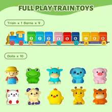 UINLE Baby Farm Digital Building Blocks Train Toy Set 1-9 Number Storage House Animal Finger Puppets Combination, Assembleable Tractor Building Blocks Car, Baby Math Cognition Early Education Educational Toy, Suitable For Boys And Girls 18 Months And Above, Parent-Child Interactive Gift - Multicolor - View 7