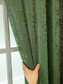 1pc Green Jacquard Leaf Pattern Transparent Curtain, Semi-Sheer Rod Pocket Kitchen Curtain With Grommets, Easy To Hang, Perfect For Bedroom, Living Room, Office Decoration, Home Decor Curtain (200g Fabric Weight) - Multicolor - View 9
