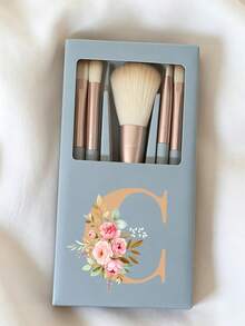 Portable Makeup Brush Set With Mirror And Soft Bristles, Floral Letter A-Y Pattern, Boxed Makeup Brush Set, Multi-Function Makeup Brush Set With Mirror And Makeup Box, Mini Multi-Function Makeup Brush, Foundation Brush, Eyeshadow Brush, Beginner Makeup Tools, Mixed Brush Makeup Storage Rack, Makeup Brush Set, Convenient To Carry Girls Gift, Ideal Makeup Tool Set, Portable Travel Supplies, Travel Essentials - Multicolor - View 15