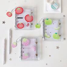 1pc Mini Photo Card Album With Fruit Bead Pendant, Transparent Polka Dot Cover, Replaceable Pages Idol Card Storage Binder, Student Star Card Collection Book, Strawberry Tomato Green Apple Pattern, Back To School,Card Holder - Photo Album - View 8