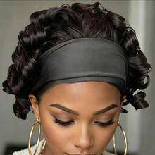 Short Curly Elf Short Hair Human Hair Wig Machine Made Headband Wig Human Hair Wig Black Wig Elf Short Hair Wig For Women Daily Party Coser Use - Natural Black - View 3
