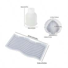 SILIKE LUFEI 3pcs Clay Silicone Mold Set: Long Wave Tray, Striped Vase & Shell Dish Decor Molds, Suitable For Resin, Plaster, Candle, Aromatherapy Products, Home Decor Display Silicone Molds - Silicone Mold - View 2