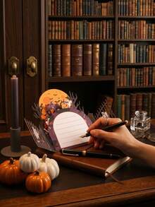 1pc Handmade Halloween Pop-Up Card, Party Invitation, Creative Folding Greeting Card, Includes Note Card&Envelope, No Assembly, Halloween Decorations, Suitable For Friend, Family, Halloween/Birthday Celebration Wishes/Gift, Commemorative Gift Card - Multicolor - View 7