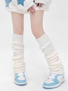 1 Pair Japanese Sweet Style Trumpet Leg Warmers, Dopamine Candy Colorful Ruffle Cuff, Foldable Y2K Star Cartoon Knit Wide Leg Leg Warmers, Soft Girl Daily Outfit - Multicolor - View 13