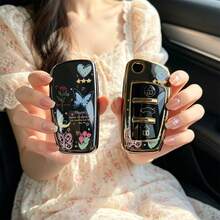 1pc Car Key Case-Edgy Print,Suitable For Audi A3 8P, A6 C6, Q3 8U, A1 8X, Q7 4L, TT 8J, R8 42.Advanced Soft-Touch, Does Not Block Signal, Unisex. - Audi 3 Button Model CA - View 6
