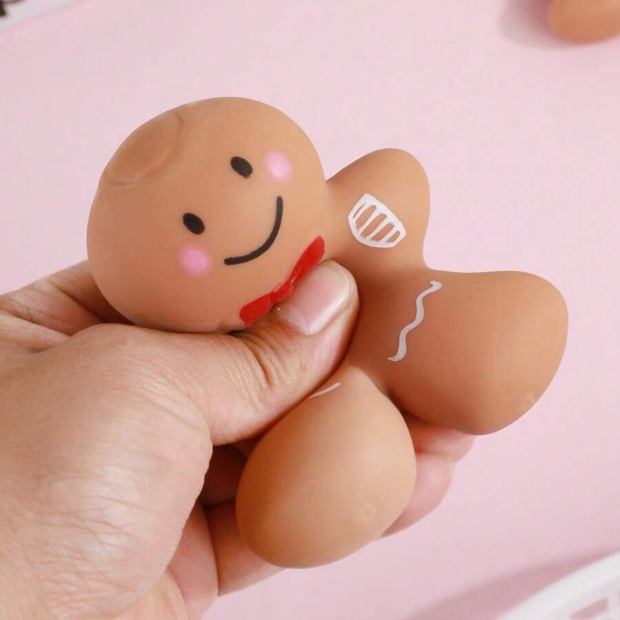Cute Gingerbread Man Squishy Toy - Slow Rebound Soft Stress Relief Finger Toy, Suitable For Kids And Girls, Christmas Gift Cute Squishy - Multicolor - View 1