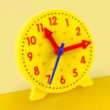1pc Learning Clock - Yellow Clock Model Set, Used For Time Recognition, Hour, Minute, Second Recognition Learning Tool, Colorful Clock Teaching Aid, Back To School Season Essential - Yellow - View 5