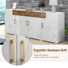 Sideboard White 208x39.5x80cm - With 4 Doors And 2 Drawers In Wood For Dining Room And Living Room - 白色 - 查看 6