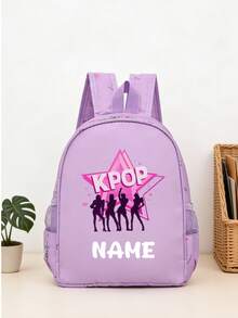 1pc Back To School Personalized Customized Backpack, Casual Versatile K-POP Theme Print, Zipper Closure Nylon Material, Adjustable Shoulder Straps, Hand-Carry, Suitable For School, Commuting, Shopping, Daily Use. Birthday Gift. - One Size - View 21
