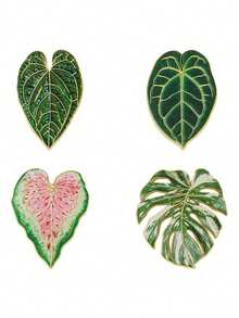 1pc/4pcs/Set Leaf Enamel Brooch, Fashion Decorative Badge, Lapel Bag Brooch, Gift - Multicolor - View 9