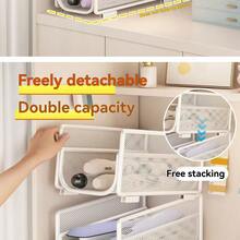 Detachable Stackable Hanging Storage Basket Metal Mesh Hair Curling Iron Beauty Tool Organizer No-Drill Wall-Mounted Cabinet Side Storage Basket Multi-Function Straightener Cosmetic Organizer Bathroom Vanity Space-Saving Storage Accessory - View 5
