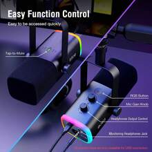 XLR/USB 電競麥克風套組，動圈式電腦麥克風，適用直播播客，附 BM88 懸臂支架、靜音按鈕、耳機插孔，適合錄音與配音——FIFINE TAM8 - 黑色 - 查看 5