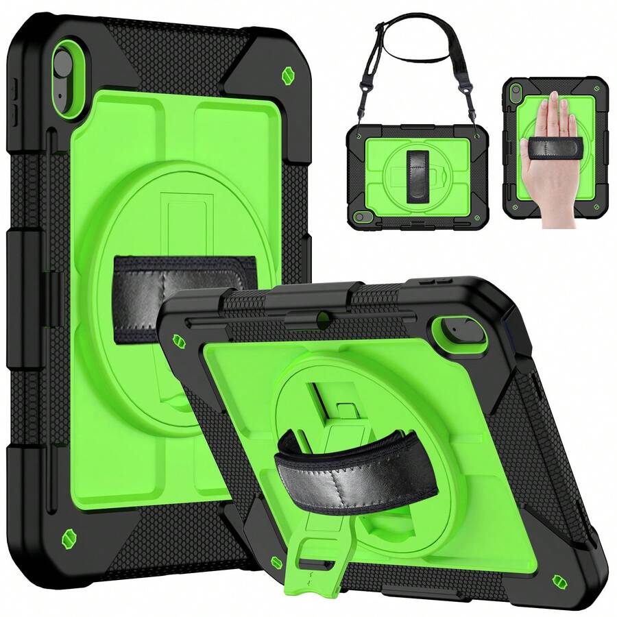 Dudukan Putar 360°/Tali Tangan (Tali Pergelangan Tangan)/Tempat Stylus Kompatibel Dengan iPad Generasi ke-11 A16/Generasi ke-10 11 inci 10,9 inci dan Generasi ke-9/ke-8/ke-7 10,2 inci dan Generasi ke-6/ke-5/Air2/Pro 2016 9,7 inci serta Galaxy Tab A11+/A11 Plus/A9+/A9 Plus 11 inci - Hijau - View 1