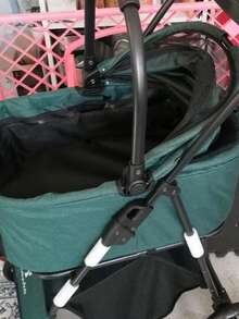 Wedyvko Poussette pour animaux pliable et amovible avec auvent convertible à 180°, sac de transport pour chiens et chats avec poche de rangement, cadre en acier carbone rapide à plier pour petits chiots chatons promenades extérieures trajets en voiture - Vert sapin - Voir 3