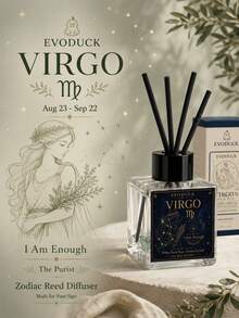 EVODUCK Virgo Zodiac Reed Diffuser 50ml, White Tea & Sage Scented Oil Diffuser With Green Crystal & 4 Fiber Reeds, Flameless Home Fragrance For Bedroom Bathroom Office, Astrology Birthday Gift For Women, Star Sign Room Decor - Flameless Series - View 4