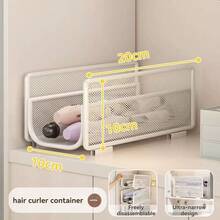 Detachable Stackable Hanging Storage Basket Metal Mesh Hair Curling Iron Beauty Tool Organizer No-Drill Wall-Mounted Cabinet Side Storage Basket Multi-Function Straightener Cosmetic Organizer Bathroom Vanity Space-Saving Storage Accessory - View 12