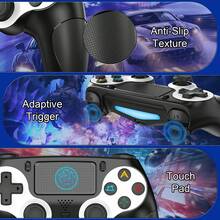 Wireless Controller For P4/Pro/Slim/PC, 600mAh Battery 2H Charge For 7-9H Playtime, Adaptive Triggers, Touchpad, Anti-Slip Grip, USB Charging, ABS, Black, Great Gift For Gaming Squad & Birthday Boy - View 3