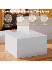 6pcs Buffet Display Stand, White Cube Desktop Storage Rack/Box, Dessert Cake Display Stand, Home Decor, Desktop Ornament, White Acrylic Cube Stackable Display Stand (Hollow Bottom), Suitable For Back To School Supplies, Back To School Festival Decoration, Catering Service, Birthday Party, Romantic Wedding, Baby Shower, Bridal Shower, Dessert Table And Art Exhibition - White - View 8
