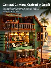 18+ Adult Exclusive Luxury Beach Hotel/Pier Adult Building Blocks, Puzzle Theme Modular Architecture Miniature Toy, Stress Relief Relaxation Game, Suitable For Birthday Scene Decoration And Atmosphere Arrangement - Multicolor - View 8