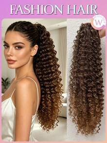 WIGGAGA 12 Inch Black/Brown/Ombre Hair Extensions, African Fluffy Drawstring Ponytail, Synthetic Fiber Non-Fluffy Ponytail, Clip-In Drawstring Ponytail - Multicolor - View 14