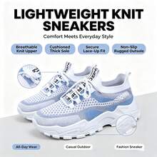 FZY Women's Breathable Mesh Chunky Sneakers, Lightweight Lace-Up Casual Shoes, Non-Slip Thick Sole Running Shoes,Tenis De Mujer With Arch Suppor Halloween - Peach - View 3