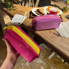 1pc Jelly-Like Stationery Storage Box, 5 Colors Available, Dopamine Pencil Case, Minimalist Solid Color Durable Bag, Upright Stable, Large Capacity Daily Stationery Box, Back To School Gift, School Activity Giveaway, Large Zipper Pencil Pouch - Multicolor - View 11