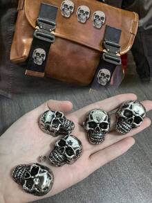 2Pcs- Skull Decor Buttons, Punk Metal Rivet Screws, Vintage Metal DIY Decorations, Suitable For Bags, Hats, Shoes, Jackets, Belts, Jeans, Screw Buttons, Sturdy And Difficult To Fall Off - Multiple Styles - View 3