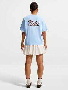 Nike Women's AS W NSW SS TEE BOXY Short Sleeve Knit Collarless T-Shirt TIW1213-407 - Blue - View 5