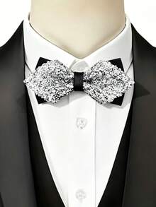 1pc Men's Full Rhinestone Shiny Formal Tie, Suitable For Celebration, Wedding, Party, Cocktail, Evening Banquet, Suit, Tuxedo Accessory, Bow Tie, Great Gift - Multicolor - View 5