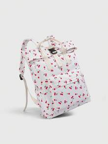 Solid Color Women's Functional Backpack Suitable For Daily Commute And Travel, Solid Color Women's Minimalist Daily Functional Backpack, Solid Color Women's Functional Backpack, Women's Minimalist Sporty Black Backpack - White - View 5