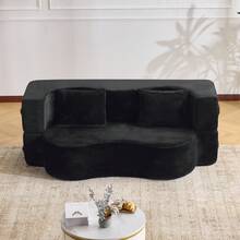 Large Multifunctional Sofa Bed Frame, Black - Black 2 Seat - View 5