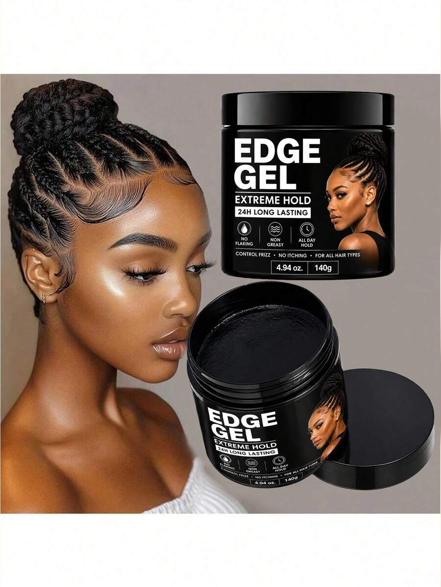 This Strong-Hold Hair Gel Effectively Fixes Braids And Curls, Smooths Frizz And Split Ends, Contains Castor Oil And Coconut Oil, Controls Unruly Hair, And Is Free Of Parabens, Sulfates, Mineral Oil, And Petroleum-Based Ingredients - Cream - View 1