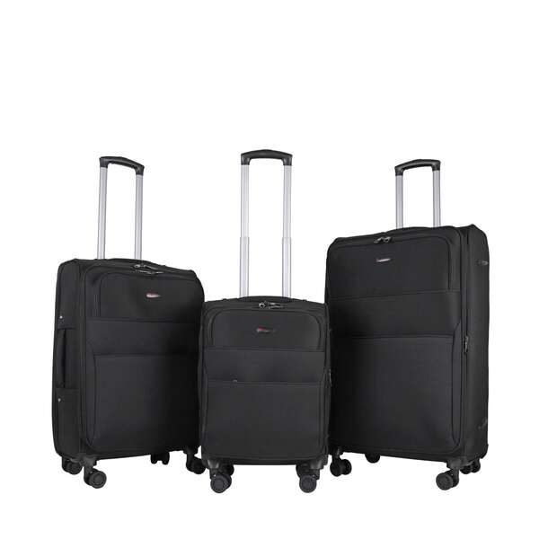 JLY 3-Piece Luggage Set With Laptop Compartment, Front Pocket, Lightweight Spinner Suitcase, Oxford Fabric Travel Bag Set