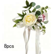 4/8pcs Artificial Chair Back Flowers, Suitable For Wedding Venue Decoration, Artificial Flower Bouquet, Outdoor Banquet Decoration - Multicolor - View 11