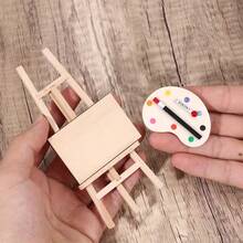 1 Piece Set Dollhouse Decoration, Dollhouse Mini Easel Display Stand, BJD Miniature Painting Gallery Scene Ornament Model, Miniature Scene DIY Accessory, Collectible Gift For Hobbyists And Enthusiasts - Mini Easel + Palette Model - View 1