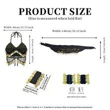 3-Piece Belly Dance Accessories Set, Suitable For Festivals, Parties, Carnivals, Unique Gift For Summer Vacation, Includes Coin Fringe Waist Chain And Other Dance Costume Accessories, Halloween, Christmas, Coachella Fashion, Music Festival - Multicolor - View 10